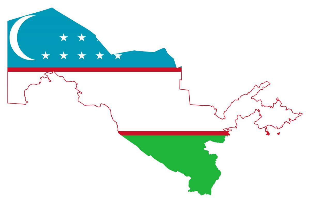 mapa Uzbekistán vlajka 