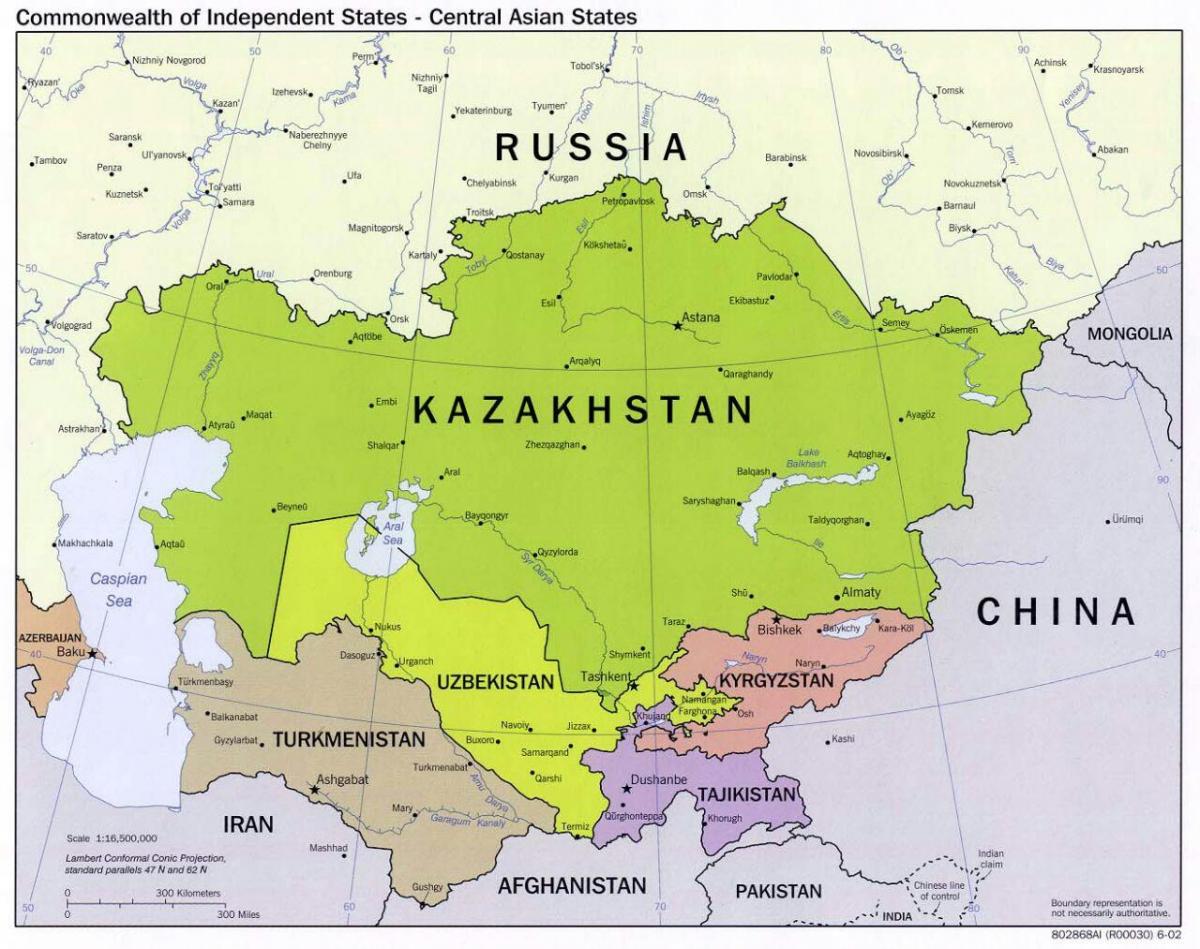 Uzbekistán rusko mapě