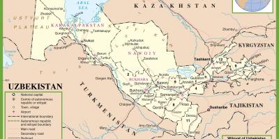 Mapa Uzbekistánu politické 