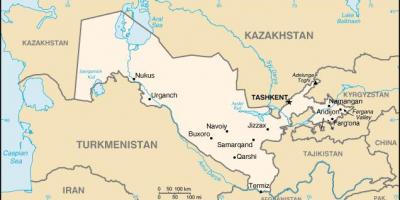 Mapa Uzbekistánu měst
